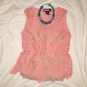 Floral lace pink top